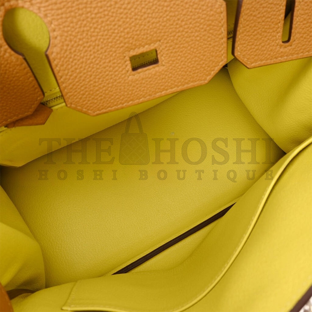 H**me5 BIRKIN 25 TOGO LEATHER SESAME LEATHER LEMON YELLOW SILVER BUCKLE BAG 630873 (25*20*13cm) Master Quality